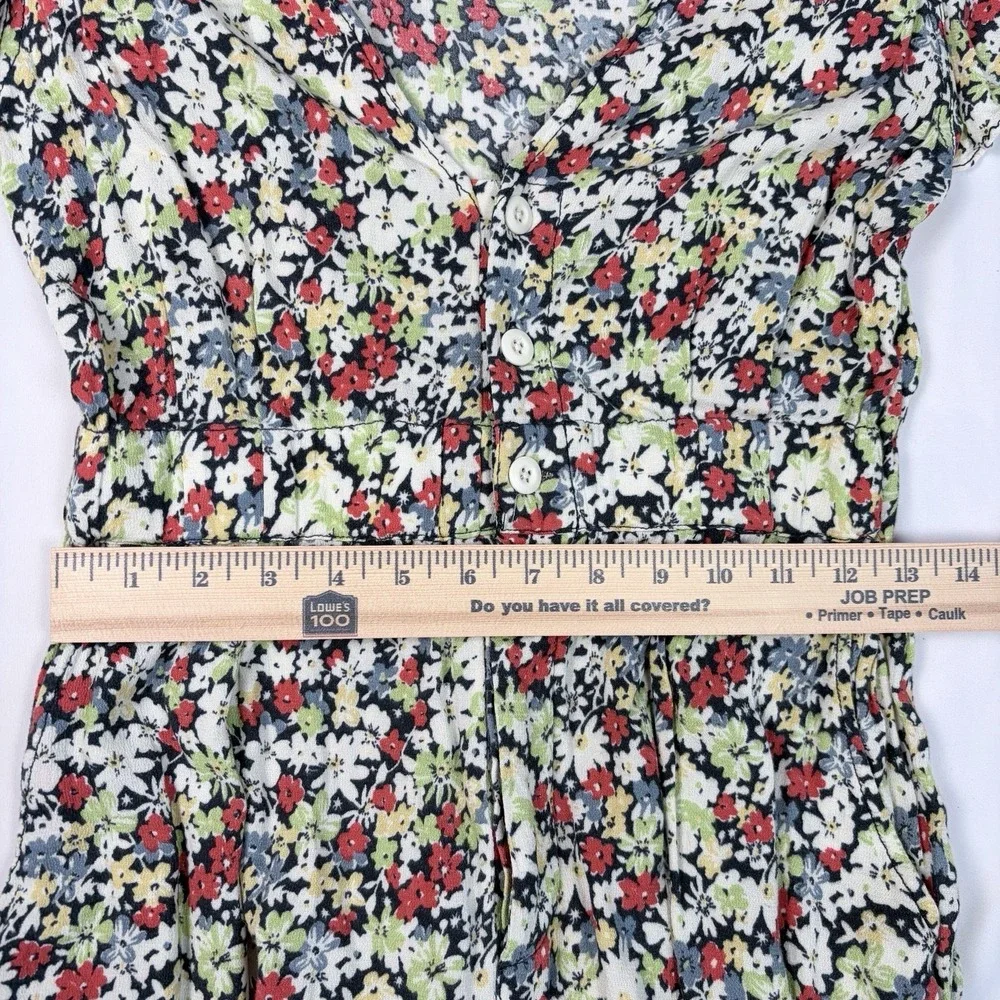Free People Jumpsuit Floral Flower Ruffle‎ Vneck Sz S Pant Short Sleeve Boho